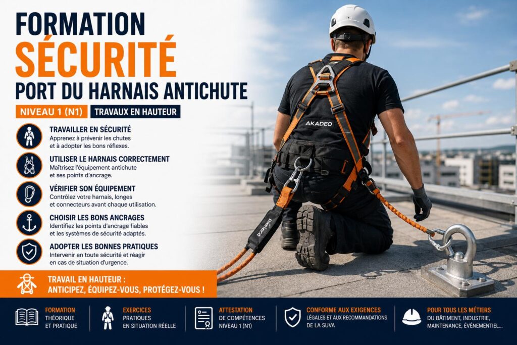 Formation Sécurité Port du harnais antichute (Niveau 1 - N1)